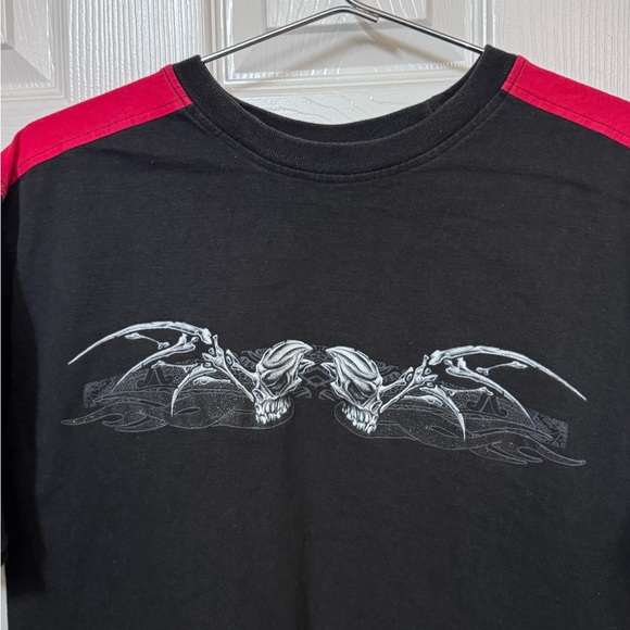 Y2K Vintage Too Heavy Motorcycle Skulls Black & Red Men’s L Graphic T-Shirt RARE - Picture 3 of 4